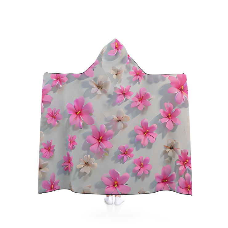 Cozy Floral Hooded Blanket, Warm Blanket, Gift for Her, Flower Blanket, Pink Floral Wrap, Cute Throw for Home