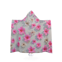 Cozy Floral Hooded Blanket, Warm Blanket, Gift for Her, Flower Blanket, Pink Floral Wrap, Cute Throw for Home