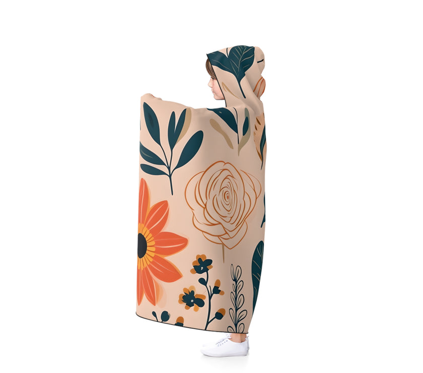 Cozy Floral Hooded Blanket  Warmth for Home, Campfire Nights, Outdoor Adventures, Snuggle Time, Gifts for Mom, Mothers Day