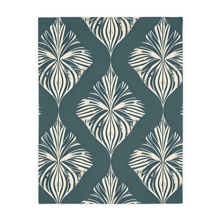 Green and White Pattern Velveteen Microfiber Blanket (Two-sided print)