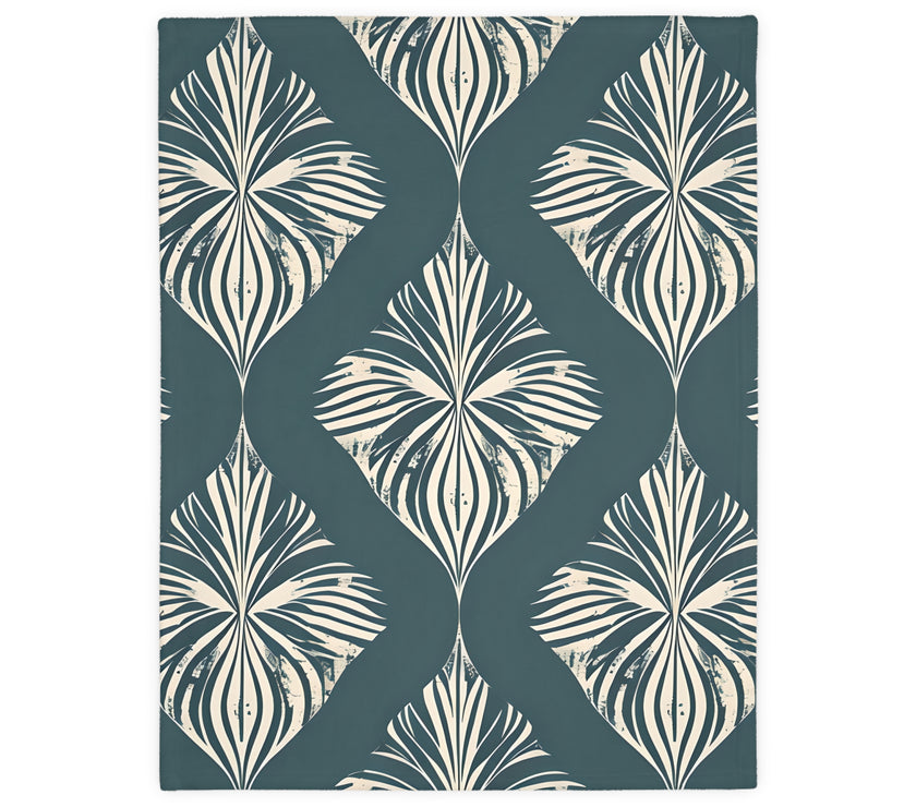Green and White Pattern Velveteen Microfiber Blanket (Two-sided print)