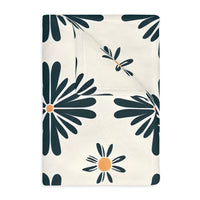 Green and White Floral Velveteen Microfiber Blanket (Two-sided print)
