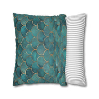 Blue/Green Faux Suede Square Pillowcase