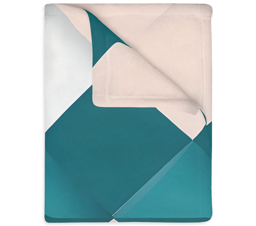 Blue and Pink Grid Velveteen Microfiber Blanket (Two-sided print)