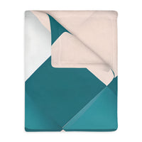 Blue and Pink Grid Velveteen Microfiber Blanket (Two-sided print)