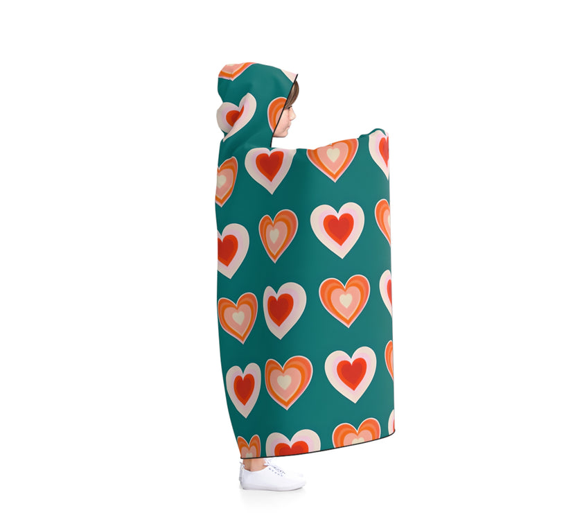 Cozy Heart Pattern Hooded Blanket  Soft and Warm Pullover Throw for Home, Valentines Day, Gift, Love