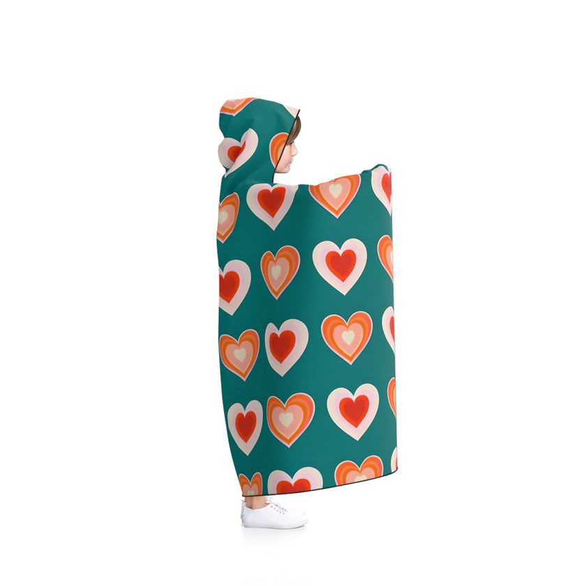 Cozy Heart Pattern Hooded Blanket  Soft and Warm Pullover Throw for Home, Valentines Day, Gift, Love