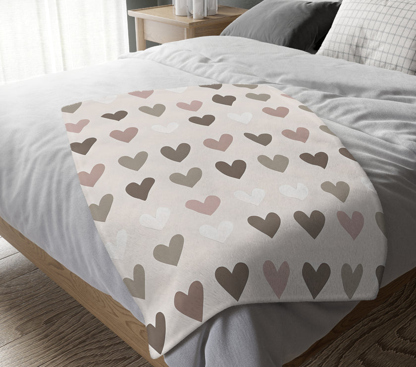 Pink Hearts Velveteen Microfiber Blanket (Two-sided print)
