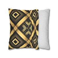 Gold & Black Faux Suede Square Pillowcase