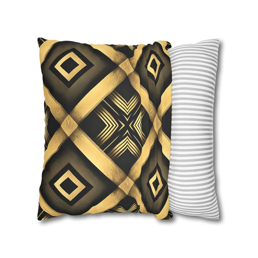 Gold & Black Faux Suede Square Pillowcase
