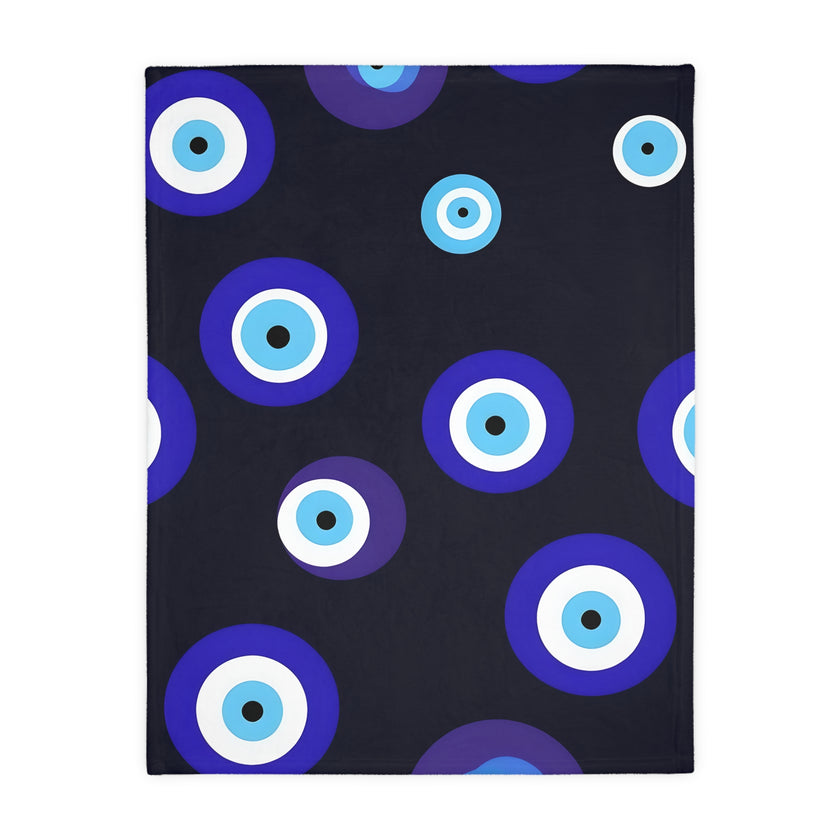 Blue Evil Eye Blanket Velveteen Microfiber Blanket (Two-sided print)