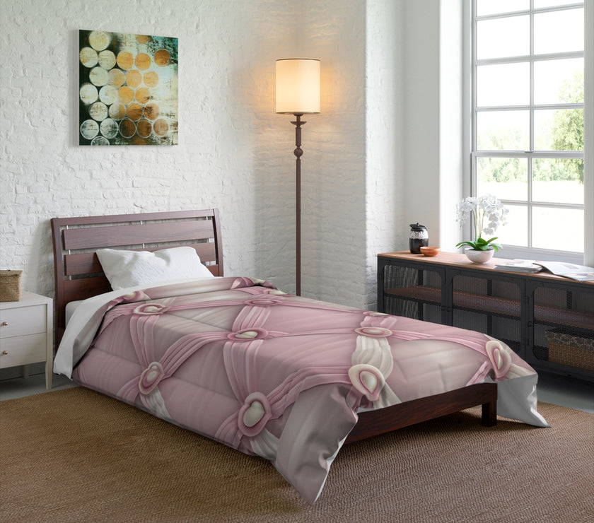 Chic Pink Textured Comforter, Cozy Bedroom Oasis Blanket, Elegant Home Decor, Ideal for Home Makeover, Luxurious Bedspread