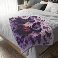 Purple Butterfly Blanket - Ultra Soft Velveteen Microfiber Throw, Reversible Print, Cozy Bedding, Home Decor, Gift for Her, Butterfly Lover,