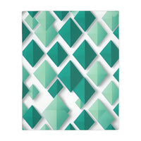 Green and White Grid Velveteen Microfiber Blanket (Two-sided print)