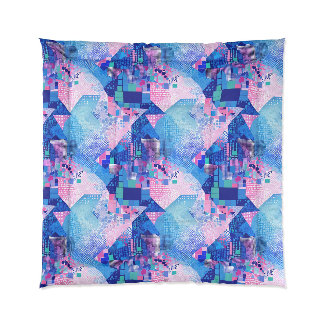 Colorful Geometric Comforter, Boho Bedroom Decor, Cozy Quilt for Kids Room, Modern Bedding, Unique Gift Idea, Home Aesthetic