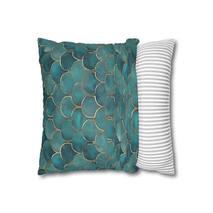 Blue/Green Faux Suede Square Pillowcase