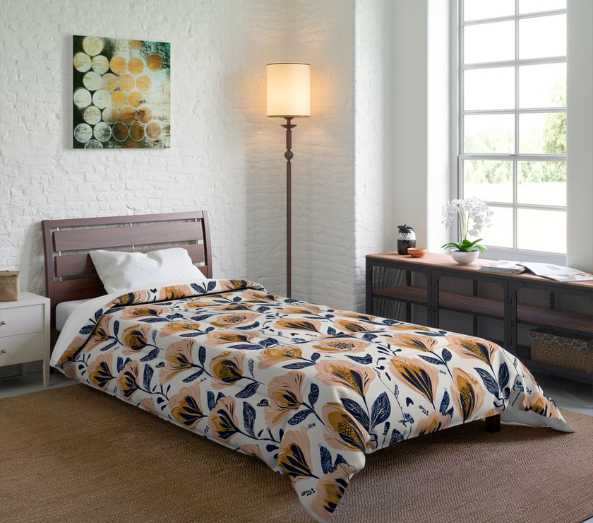 Floral Comforter Blanket, Cozy Bedding for Home Decor, Spring Vibes, Perfect Gift for Housewarming, Summer Bedspread