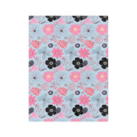 Blue, Pink Floral Velveteen Microfiber Blanket