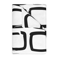 Black and White Square Velveteen Microfiber Blanket (Two-sided print)