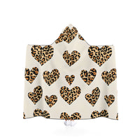 Cozy Leopard Heart Hooded Blanket, Perfect for Snuggling, Gifts for Animal Lovers, Home Decor, Relaxing Nights, Valentine's Day