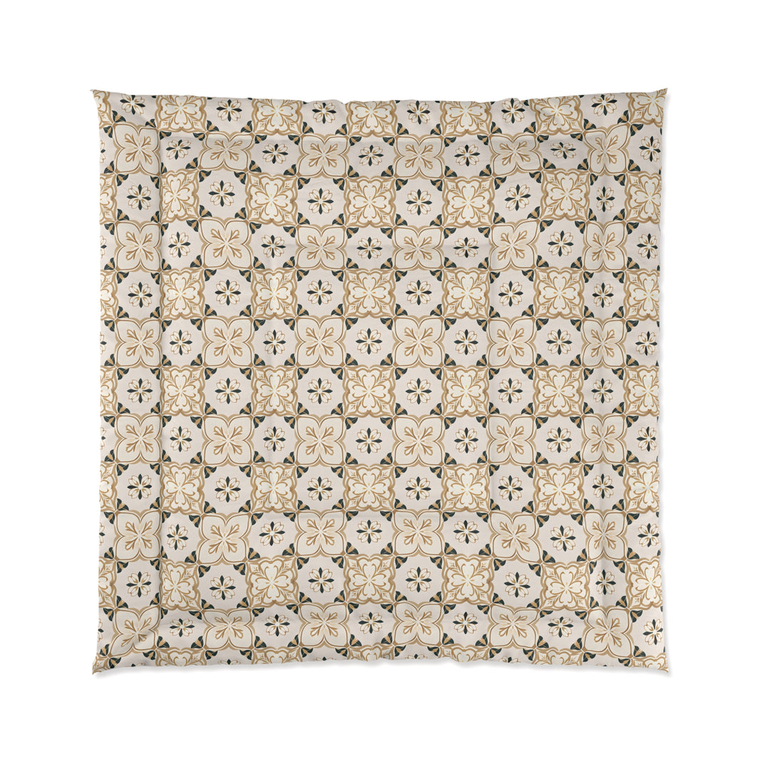 Bohemian Floral Comforter, Cozy Bedspread, Vintage-Inspired Quilt, Gift for Home Decor, Elegant Bedroom Accent