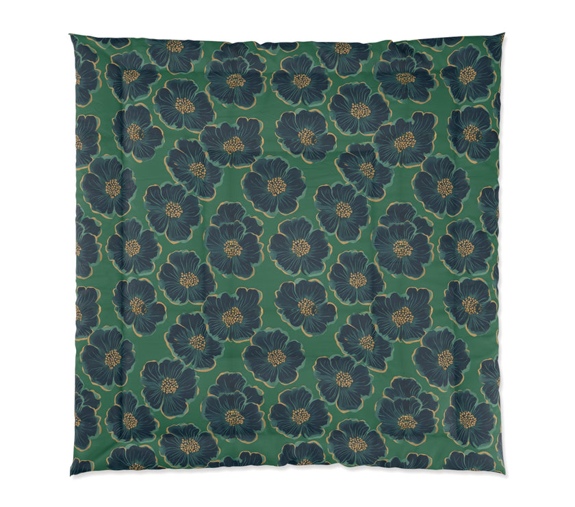 Botanical Floral Comforter - Cozy Bedding for Home Decor, Green Floral Bedspread, Spring Bedroom Essentials, Gift for Her, Unique