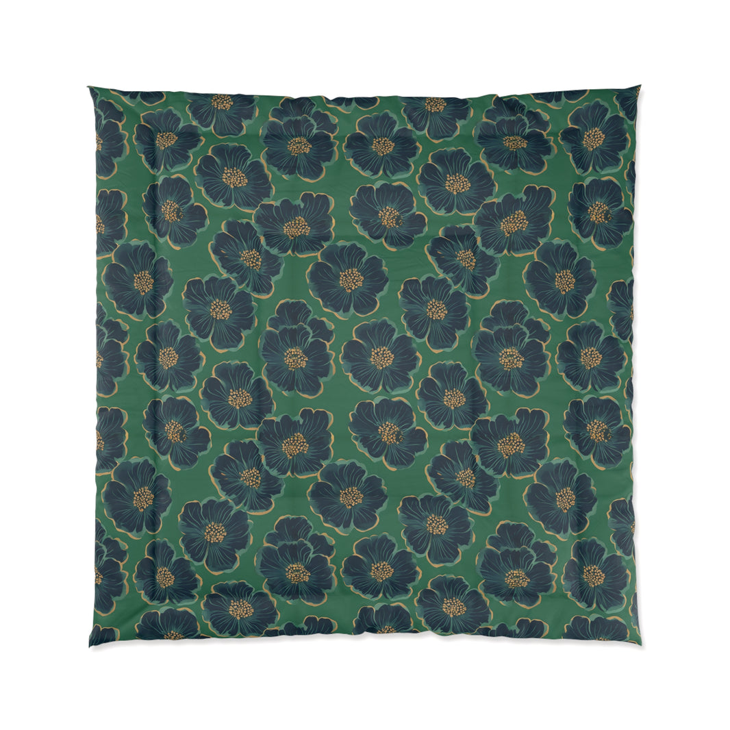 Botanical Floral Comforter - Cozy Bedding for Home Decor, Green Floral Bedspread, Spring Bedroom Essentials, Gift for Her, Unique