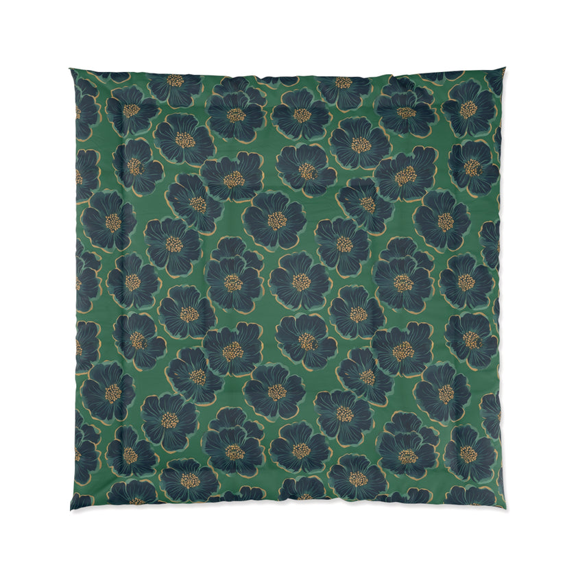 Botanical Floral Comforter - Cozy Bedding for Home Decor, Green Floral Bedspread, Spring Bedroom Essentials, Gift for Her, Unique