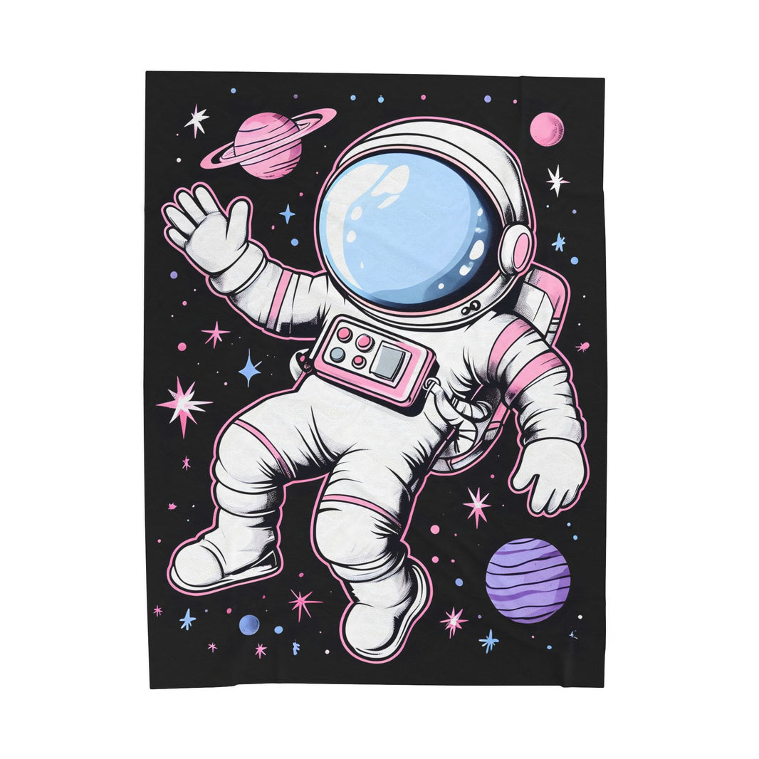 Plush Blanket, Floating Space Man Blanket, Celestial Nebula Theme, Outer Space Throw, Galaxy Bedroom Decor, Astronaut Blanket