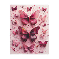 Pink Butterfly  Velveteen Microfiber Blanket (Two-sided print)