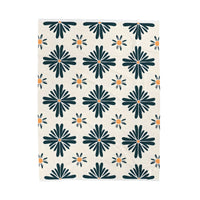 Green , White floral Velveteen Plush Blanket