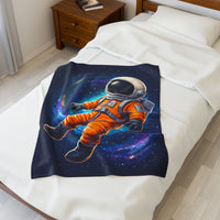 Space Astronaut Velveteen Plush Blanket - Galaxy Nebula Universe Stars, Outer Space Throw, Celestial Bedroom Decor, Gift for Space