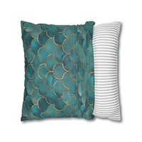 Blue/Green Faux Suede Square Pillowcase
