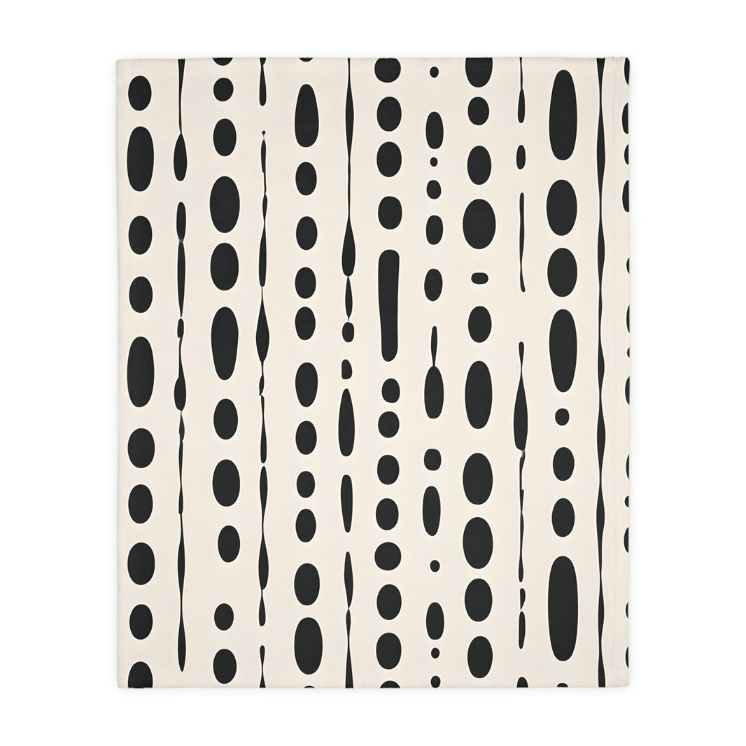Black and White Dotted Velveteen Microfiber Blanket (Two-sided print)