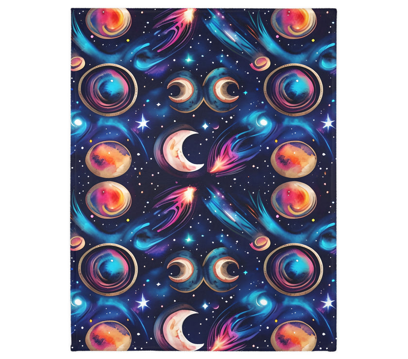 Space / Planet Velveteen Microfiber Blanket (Two-sided print)