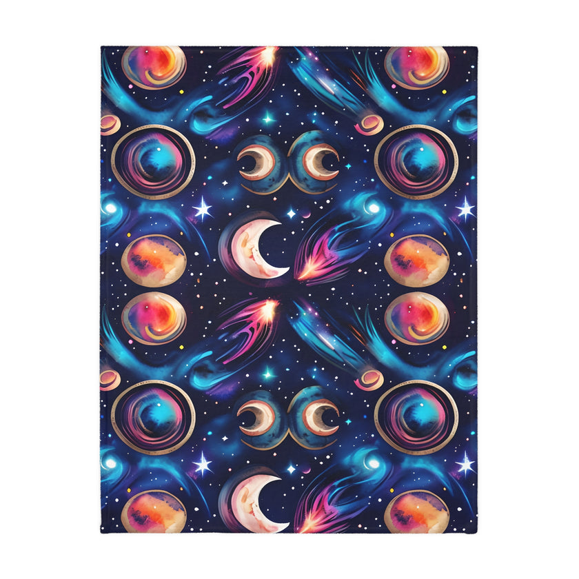 Space / Planet Velveteen Microfiber Blanket (Two-sided print)