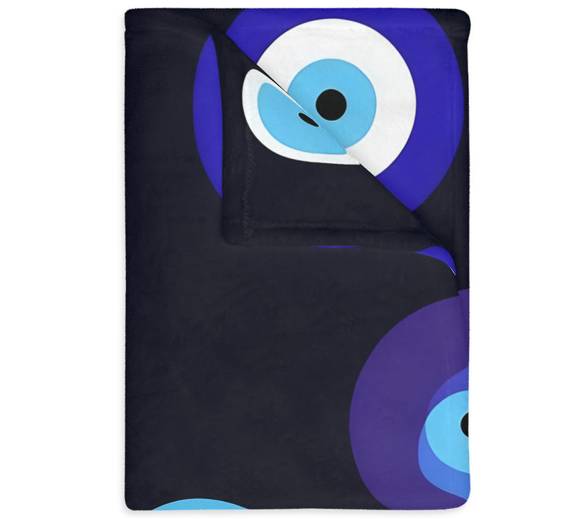 Blue Evil Eye Blanket Velveteen Microfiber Blanket (Two-sided print)