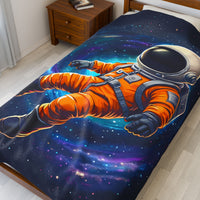Space Astronaut Velveteen Plush Blanket - Galaxy Nebula Universe Stars, Outer Space Throw, Celestial Bedroom Decor, Gift for Space