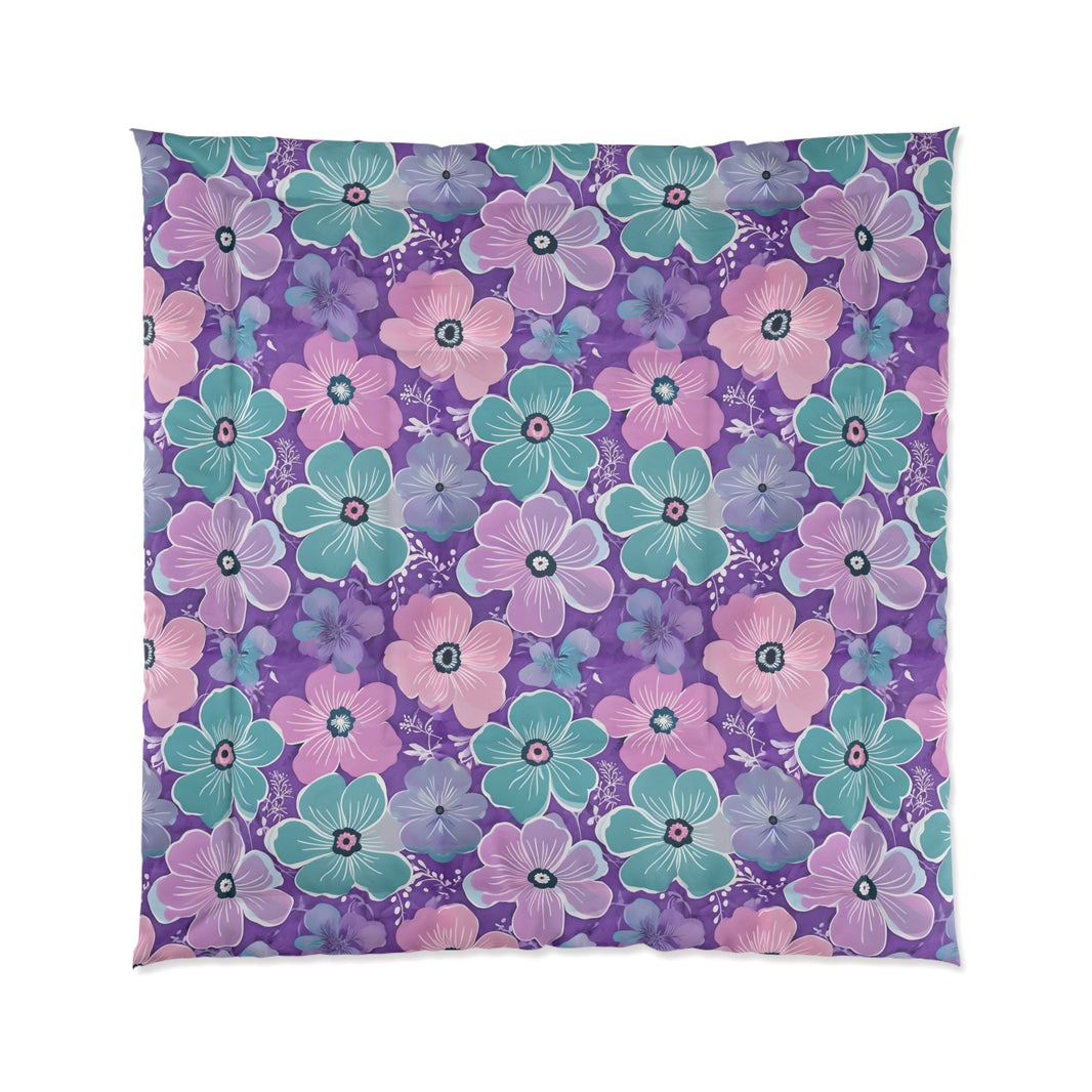 Floral Oasis Comforter, Botanical Bedspread, Cozy Bedroom Decor, Flower Pattern Quilt, Ideal for Spring Celebrations