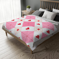 Romantic Heart Velveteen Microfiber Blanket (Two-sided print)