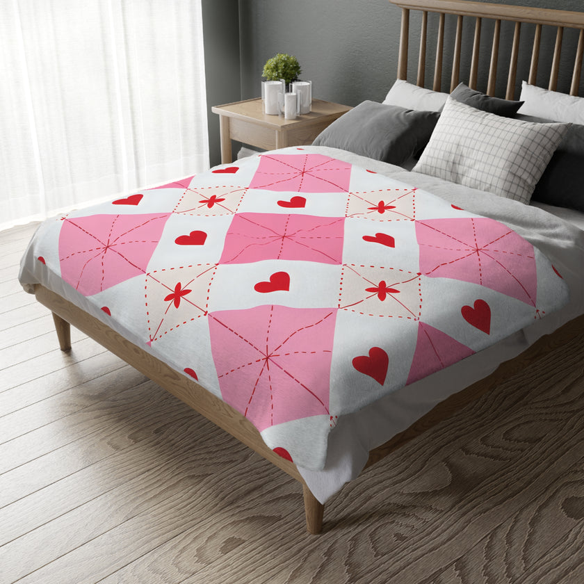 Romantic Heart Velveteen Microfiber Blanket (Two-sided print)
