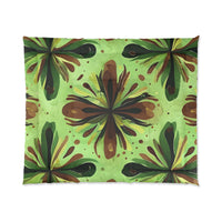 Eco-Friendly Floral Comforter, Nature-Inspired Bedding, Cozy Home Decor, Gift for Plant Lovers, Green and Brown Design