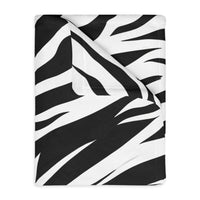Velveteen Microfiber Blanket (Two-sided print) - Black and White Zebra Stripes, Cozy Throw for Home Decor, Animal Lover Gift, Safari Chic