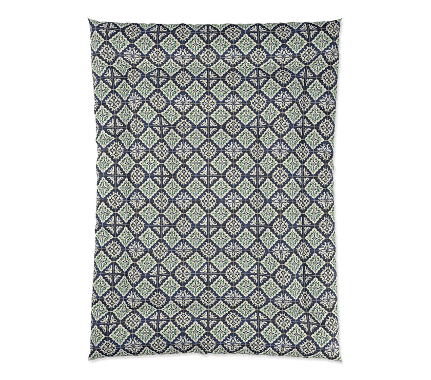 Navy Blue Patterned Comforter, Cozy Bedding for Home Decor, Stylish Bedroom Upgrade, Perfect for Fall and Winter