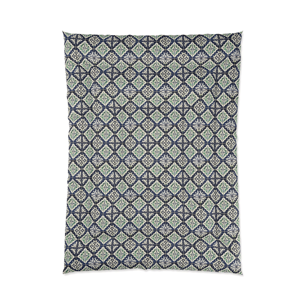Navy Blue Patterned Comforter, Cozy Bedding for Home Decor, Stylish Bedroom Upgrade, Perfect for Fall and Winter