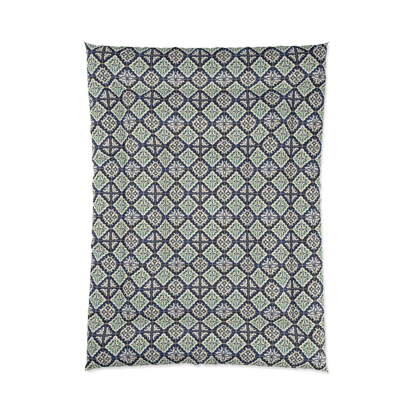Navy Blue Patterned Comforter, Cozy Bedding for Home Decor, Stylish Bedroom Upgrade, Perfect for Fall and Winter