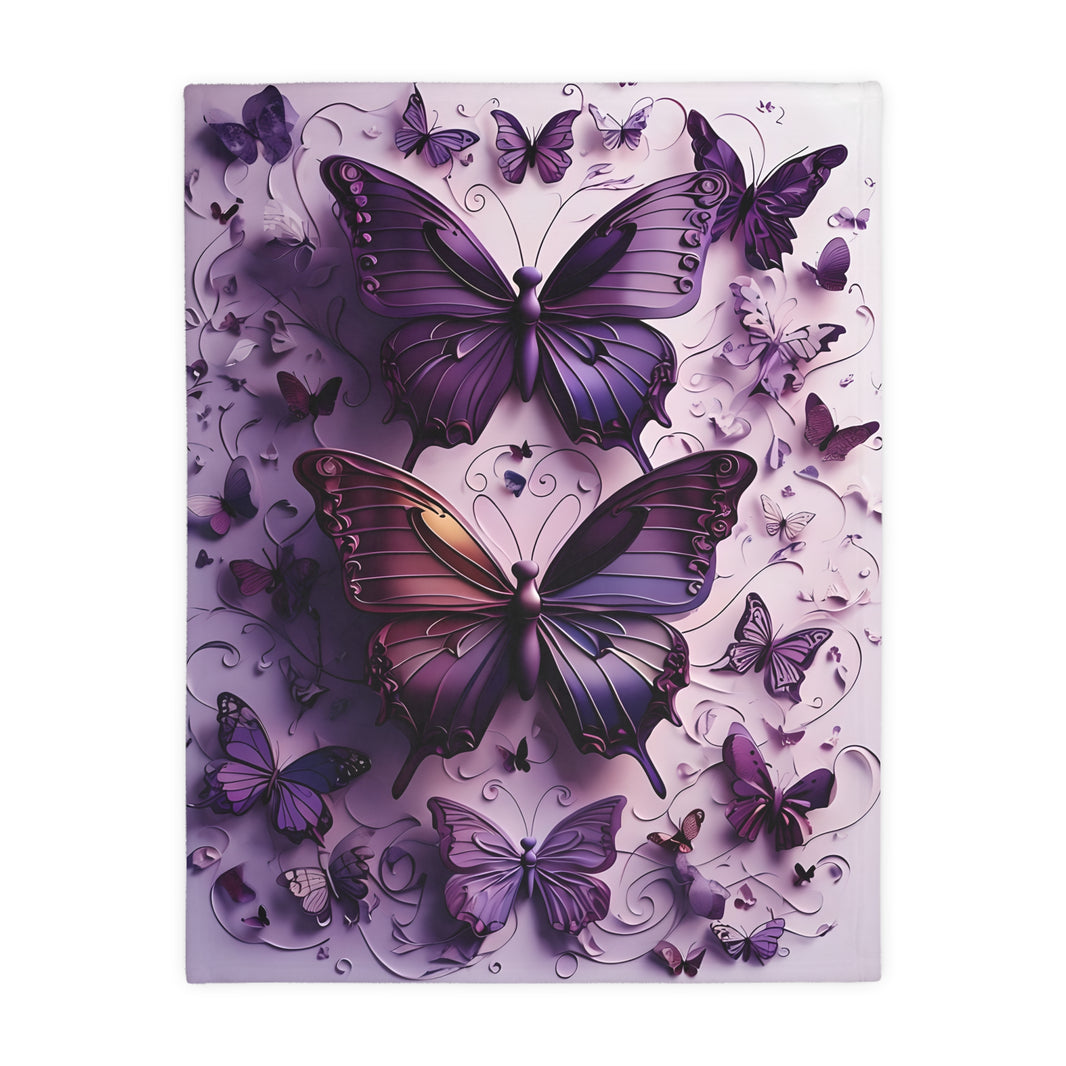 Purple Butterfly Blanket - Ultra Soft Velveteen Microfiber Throw, Reversible Print, Cozy Bedding, Home Decor, Gift for Her, Butterfly Lover,