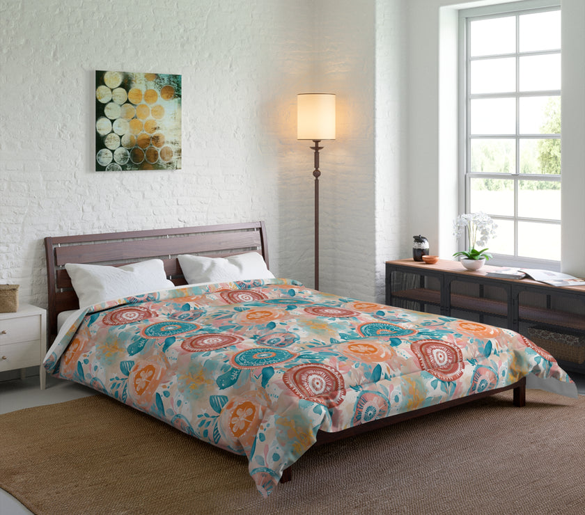 Floral Comforter, Cozy Bedroom Decor, Boho Bedding, Gift for Her, Spring Home Decor, Flower Pattern Comforter