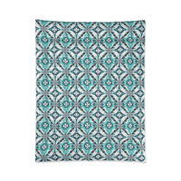 Bohemian Tile Print Comforter, Cozy Bedroom Bedding, Gift for Home Decor, Stylish Dorm Accents, Living Room Throws