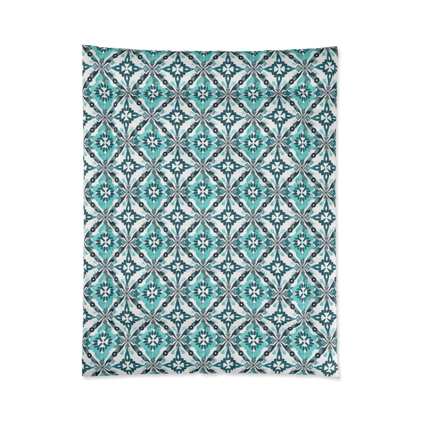 Bohemian Tile Print Comforter, Cozy Bedroom Bedding, Gift for Home Decor, Stylish Dorm Accents, Living Room Throws